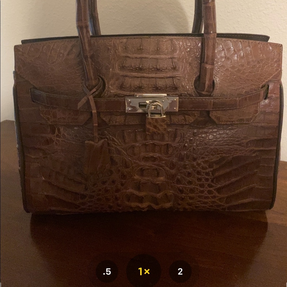 Genuine Crocodile Birkin-like satchel handbag. $2900